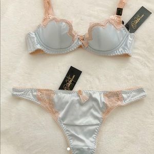 Dita Von Teese Starlift Bra& Panty Set Blue Cream